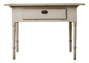 Swedish Folk Art Country House Side Table with Drawer