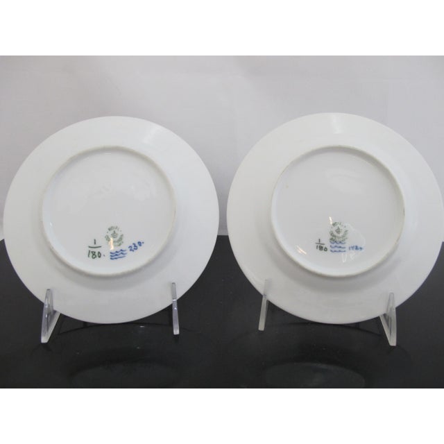 Royal Copenhagen 180 Denmark Plain Blue Fluted 6 3/4" Dessert Plate Dish Pair For Sale In Portland, OR - Image 6 of 6