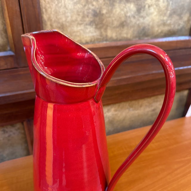 Red Vietri Rosso Vecchio Pitcher For Sale - Image 8 of 12