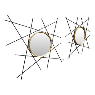 Mirrors in Iron and Brass, 1950s, Set of 2 For Sale