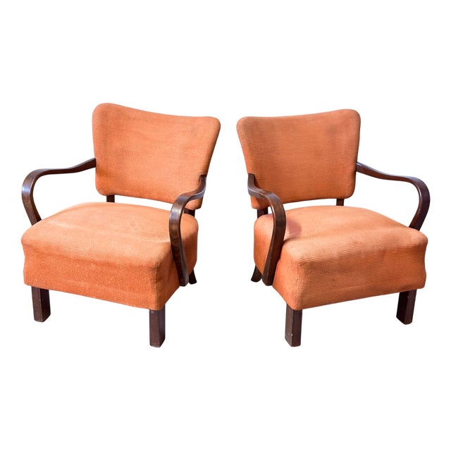 Vintage Lounge Chairs by J. Halabala, 1940s, Set of 2 For Sale