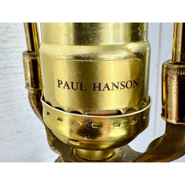 Brass Late 20th Century Fine Glass and Brass Classic Paul Hanson Lamp in the Form and Style of Baccarat For Sale - Image 8 of 10