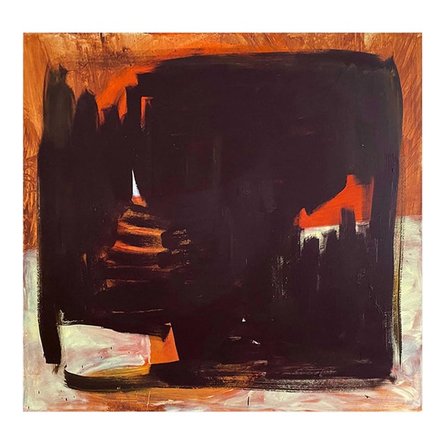 Contemporary Abstract Mixed Media on Canvas Painting "Untitled Almost Black" by Paul Landauer For Sale