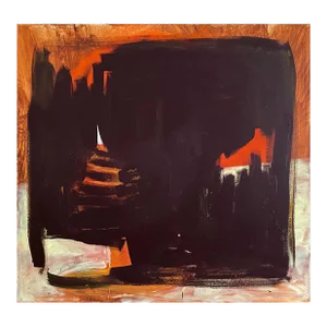 Contemporary Abstract Mixed Media on Canvas Painting "Untitled Almost Black" by Paul Landauer