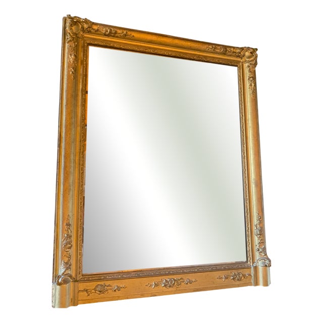 Antique Empire Stucco and Gilt Wood Mirror, 1800s For Sale