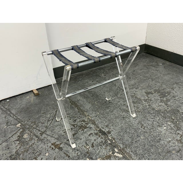 Modern Butler Acrylic Folding Luggage Rack For Sale - Image 3 of 12