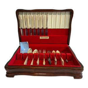 Vintage Community Plate "Evening Star" Silverplate Flatware Set, 49 Pieces With Chest