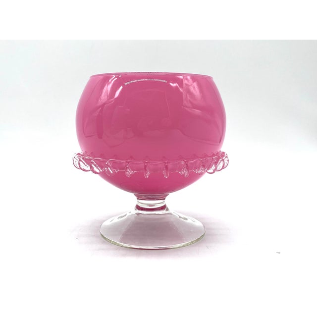 Mid-Century Goblet in Ceralacca Pink Opal Glass with Morrise Decoration, Italy, 1960s For Sale - Image 3 of 14