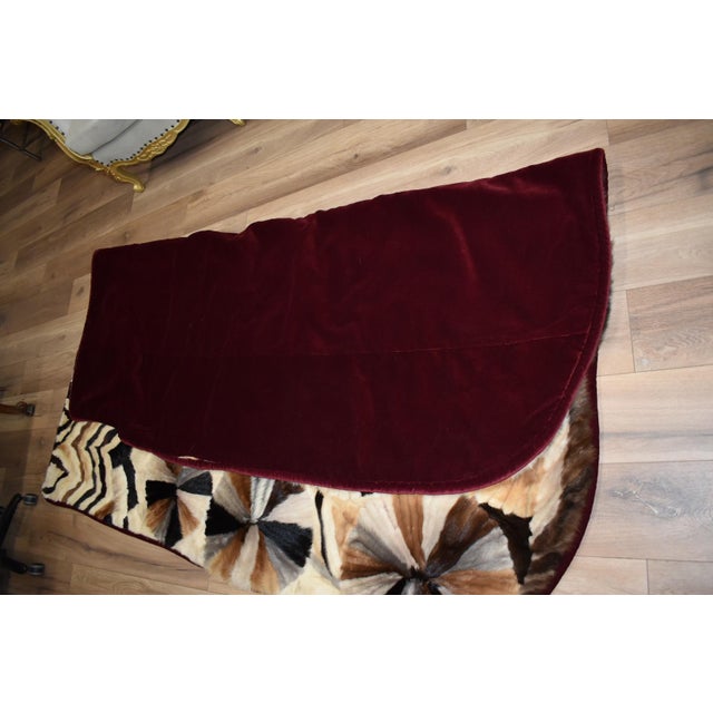 Late 20th Century Handmade Mink Queen Size Quilt With Velvet Underside For Sale - Image 4 of 11
