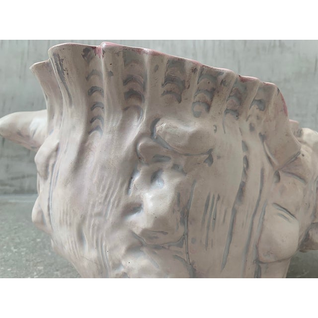 Ceramic 1978 Vintage Hollywood Regency Ceramic Conch Beach Shell Pink Coastal Cachepot For Sale - Image 7 of 12