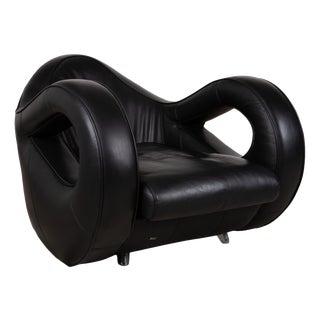 Slow Rider Leather Armchair in Black from Bretz For Sale