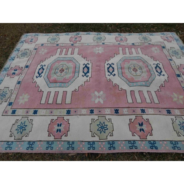 Turkish 1970s Vintage Geometric Turkish Kars Rugs - 5′9″ × 7′10″ For Sale - Image 3 of 12