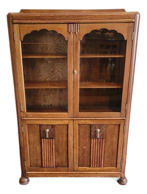 Antique 1920s Art Deco Curio China Cabinet Display Cabinet Bookcase Vitrine
