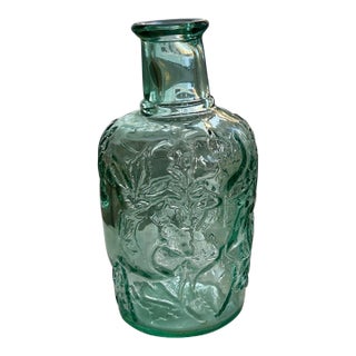 Green Glass Hand Blown Decanter For Sale