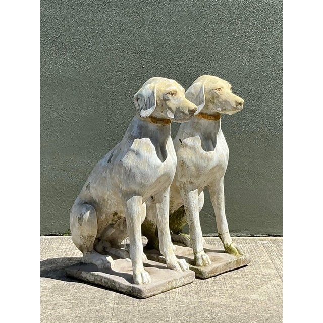 Vintage Cast Concrete Dogs - A Pair For Sale - Image 10 of 12