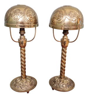 Bronze and Brass Table Lamps, 1890s, Set of 2
