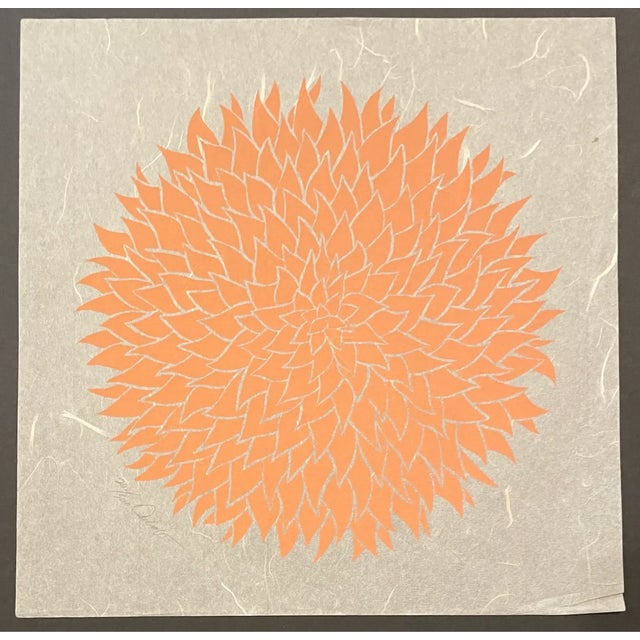 1970s James Francis Omohundro (1938-2016) chrysanthemum or dahlia still life serigraph on paper, pencil signed and...