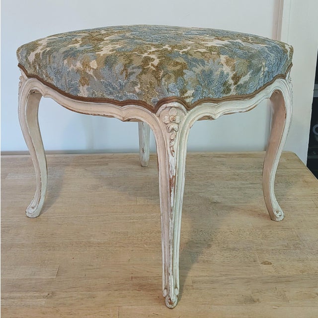 French Antique French Footstool in Cowtan & Tout Walden in Sky For Sale - Image 3 of 8