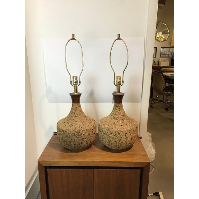 Mid-Century Modern Genie Bottle Cork Lamps, Pair, Circa 1965 For Sale - Image 9 of 10