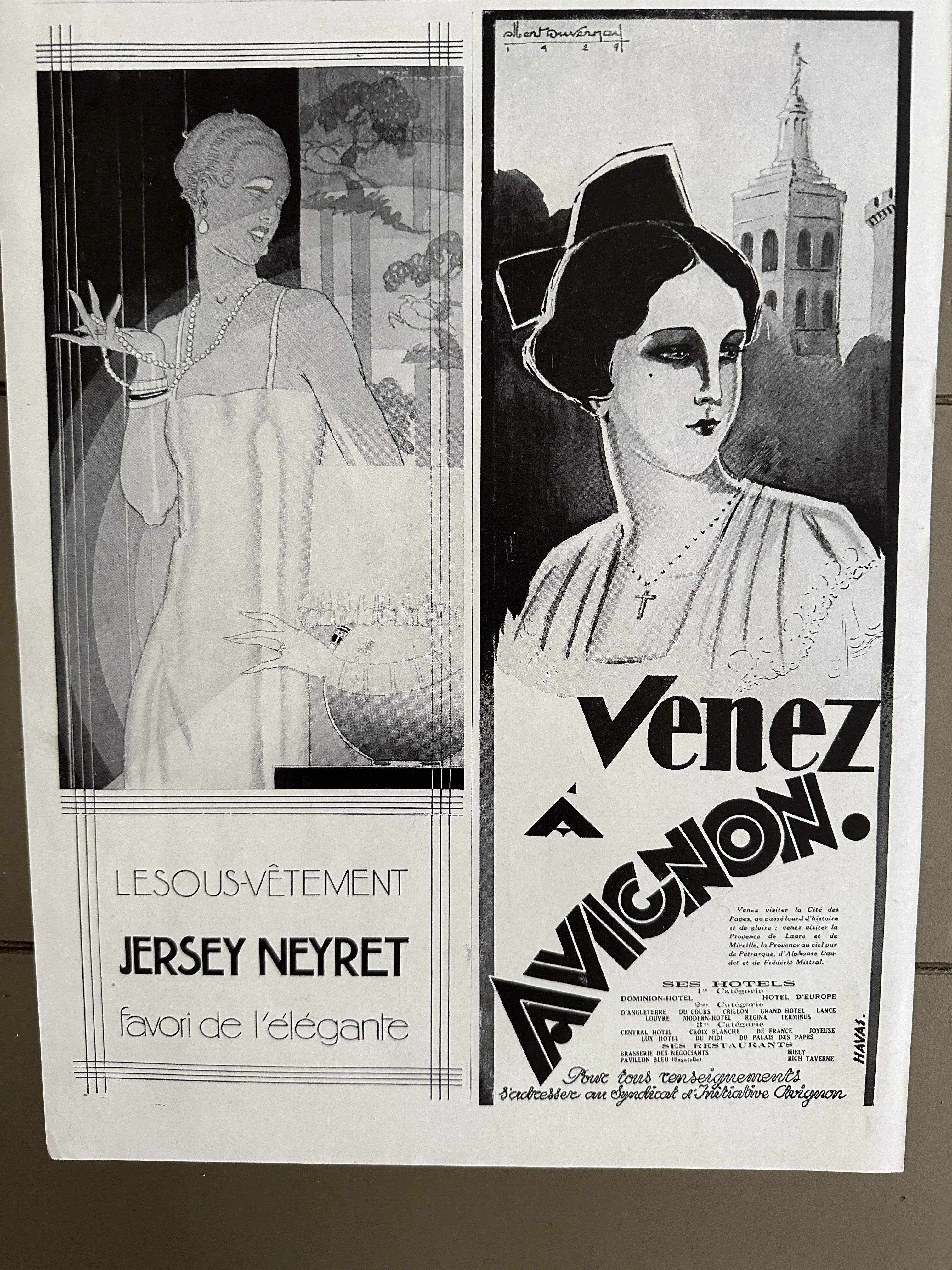 1929 French Vintage Hermes Advertisement Print, Golf Player and