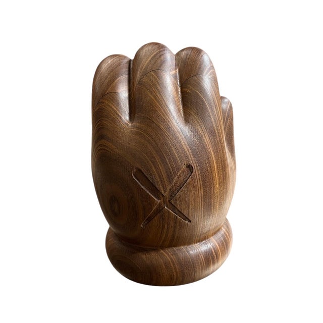 KAWS, Rare Carved Wood Kaws Hand Sculpture More Gallery Switzerland Wooden Toy Art, 2016 For Sale In Miami - Image 6 of 10