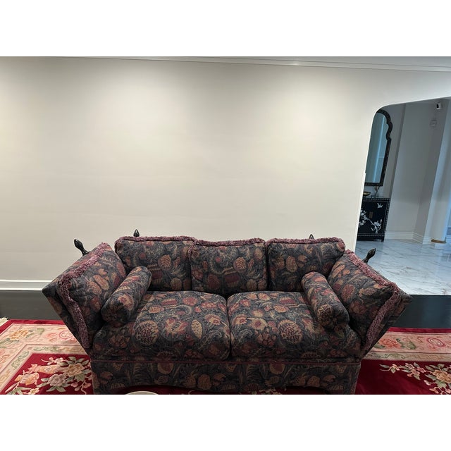 Vintage Custom-Made Tapestry Couch For Sale - Image 4 of 15