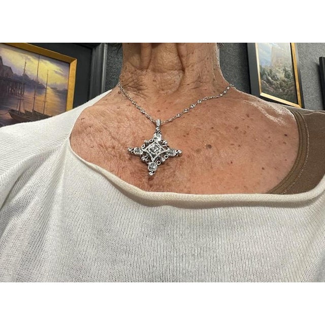 Metal Michael Beaudry Signed Handmade Platinum Diamond Maltese Cross Pendant For Sale - Image 7 of 7
