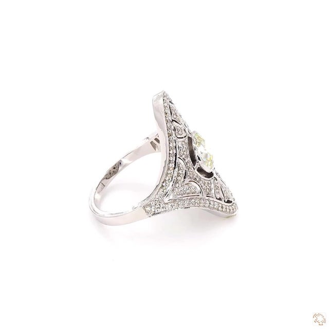Silver Antique design 0.87 Carat Old European Cut Diamond Gold Ring, Size 6.5 For Sale - Image 8 of 9