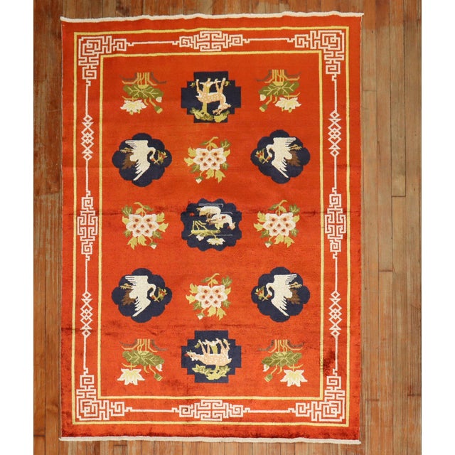 Late 20th Century Zabihi Collection Silk Chinese Pictorial Rug - 4'2" x 5'11" For Sale In New York - Image 6 of 8
