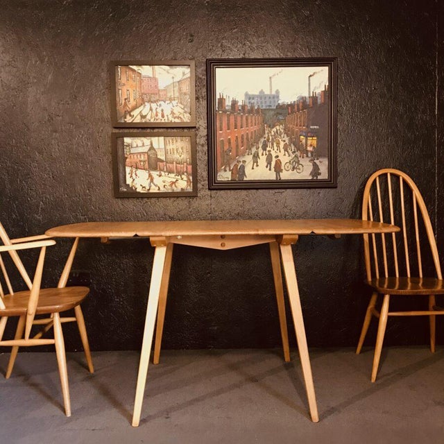 Gold Table with Folding Wings in Elm and Beech by Lucian Ercolani for Ercol, 1960s For Sale - Image 8 of 9
