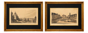 Landscapes, 20th Century, Engravings, Set of 2