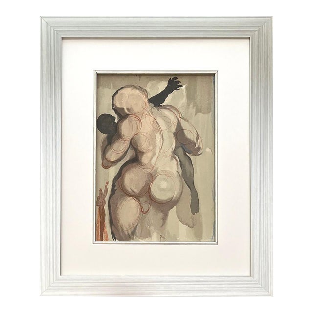 1960s Salvador Dali Woodcut Purgatory 6 Death Violence Framed For Sale