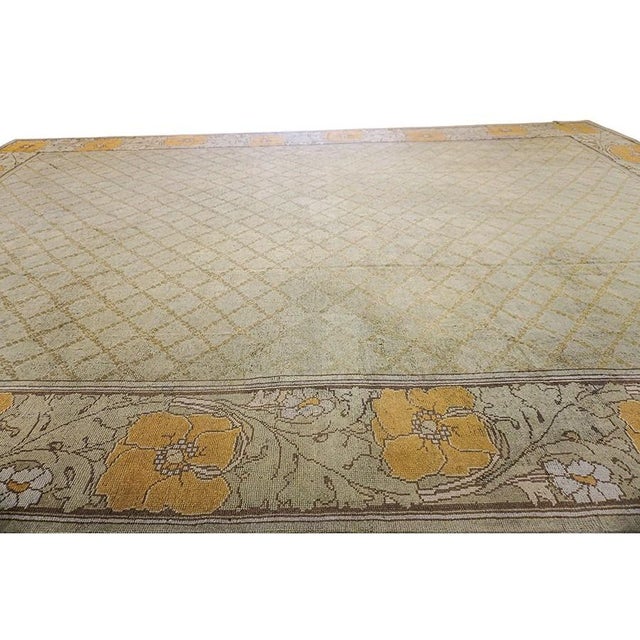 1920s Antique Ivory Geometric Donegal Arts & Crafts Ireland Large Oversized Rug For Sale - Image 10 of 10