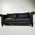 2020s Black Leather Sofa With Carved Wood Base – Classic Rolled Arm Design For Sale - Image 5 of 9