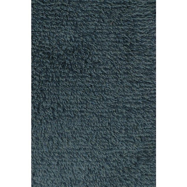 Rug & Kilim Vintage Swedish Rya Rug, Scandinavian Solid Design in Teal Blue - Rug & Kilim For Sale - Image 4 of 6