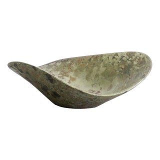 Mid-Century Modern Swedish Green Stoneware Free Form Bowl from Hans Hedberg, France, 1950s For Sale