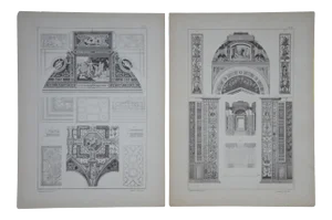 Antique 19th Century Lambert & Stahl Architectural Engravings - A Pair
