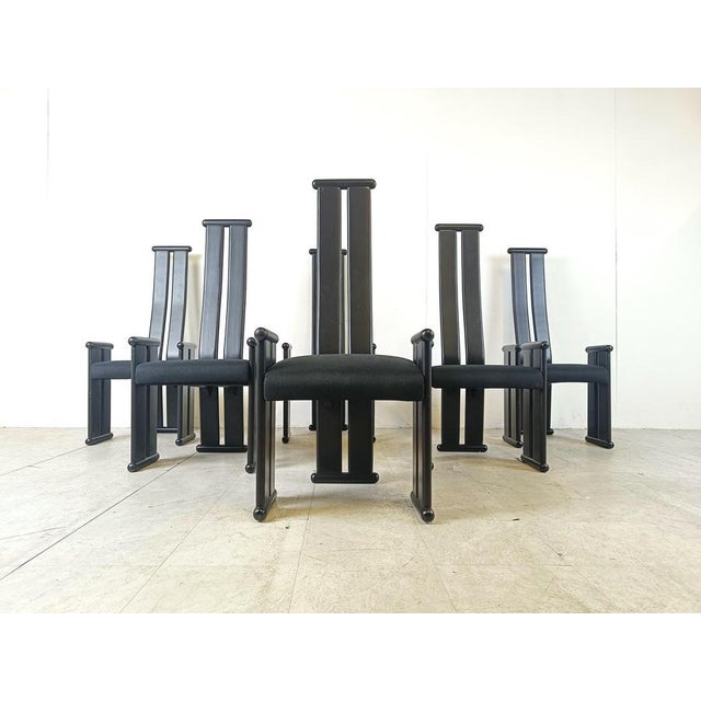 Postmodern High-Back Dining Chairs in the style of Vico Magistretti, 1970s, Set of 6 For Sale - Image 6 of 10