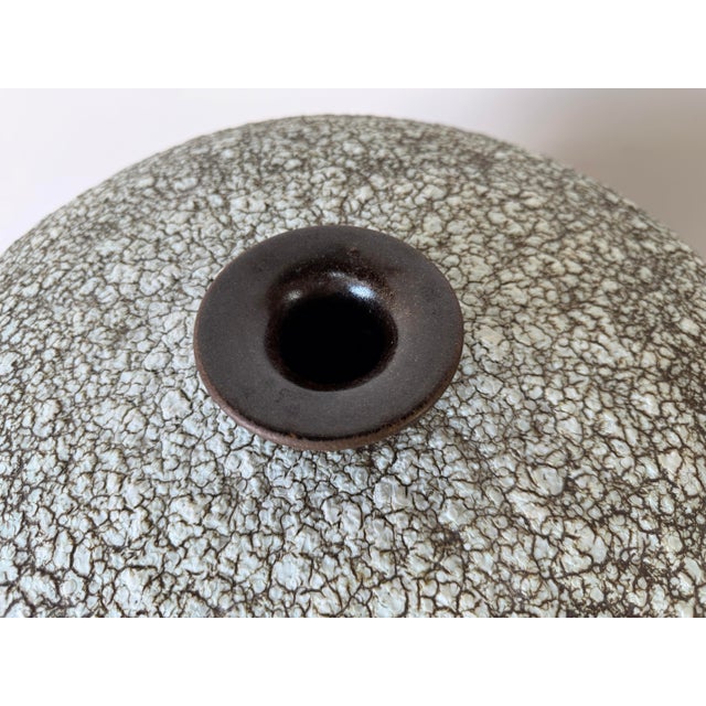 1990s Large Vintage Textured Glazed Studio Pottery Bud Vase For Sale - Image 5 of 12