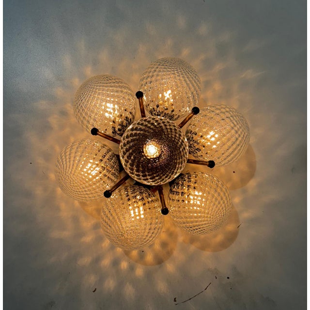 Transparent Sakura Balloton Bronzed Clear Globe Flush Mount by Fabio LTD For Sale - Image 8 of 8
