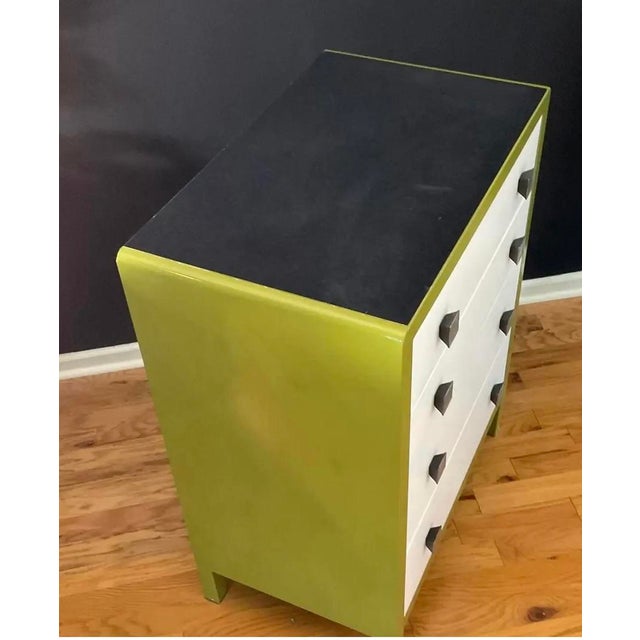 Green Enameled Metal 4 Drawer Simmons Norman Bel Geddes Chest of Drawers Fully Restored, Circa 1930s-40s For Sale - Image 8 of 12