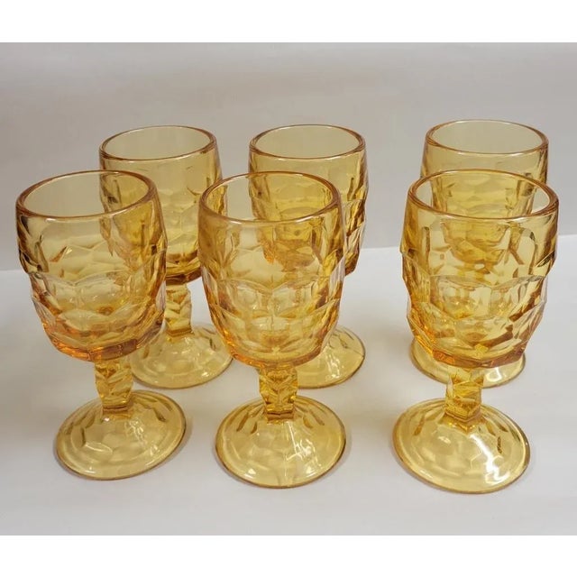 Glass 1960's Georgian Amber Wine Glasses by Viking Glass Company - Set of 6 For Sale - Image 7 of 7