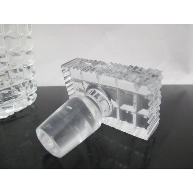 Transparent Heavy Cut Starburst Crystal Glass Geometric Liquor Spirits Decanter For Sale - Image 8 of 11