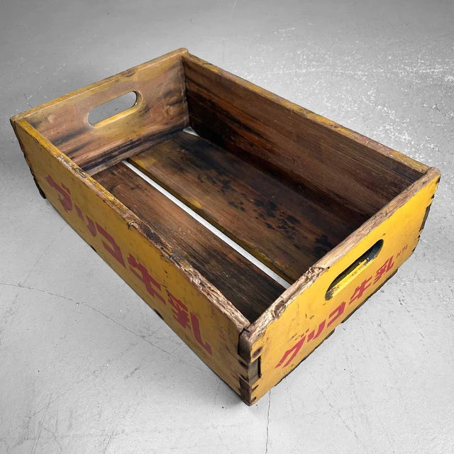 Vintage Wooden Crate Glico Milk, Japan, 1960s For Sale - Image 9 of 12