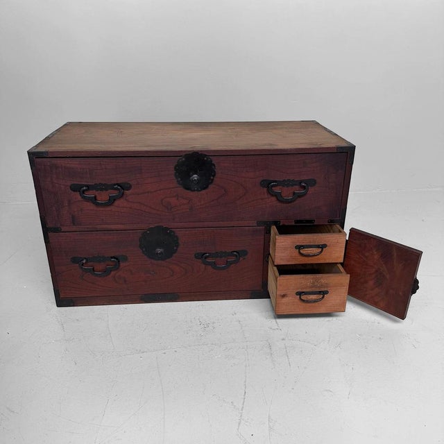 Low Antique Japanese Kimono Tansu Cabinet, 1910s For Sale - Image 4 of 13