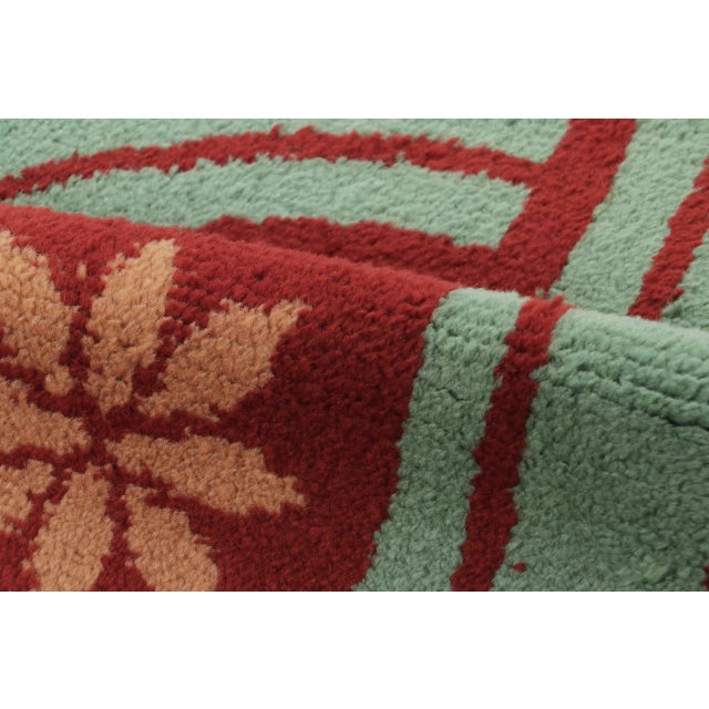 Antique French Art Deco Rug in Red and Blue Floral Medallion- Rug & Kilim For Sale In New York - Image 6 of 9