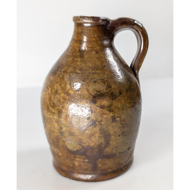 19th Century Rustic American New England Redware Miniature Ovoid Jug For Sale - Image 4 of 17