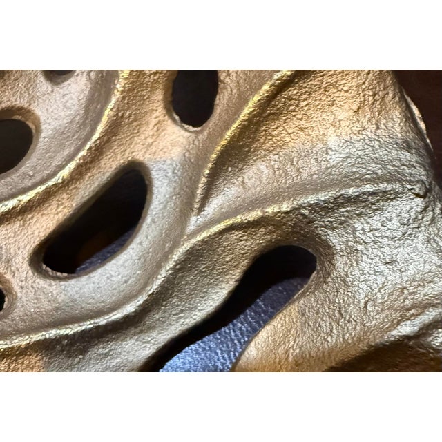 Art Deco Mid 20th Century Sculptural Gold Monstera Leaf Centerpiece Bowl, 10” For Sale - Image 3 of 3