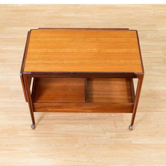 Mid Century Folding Teak Bar Cart by Kofod Larsen For Sale - Image 10 of 10