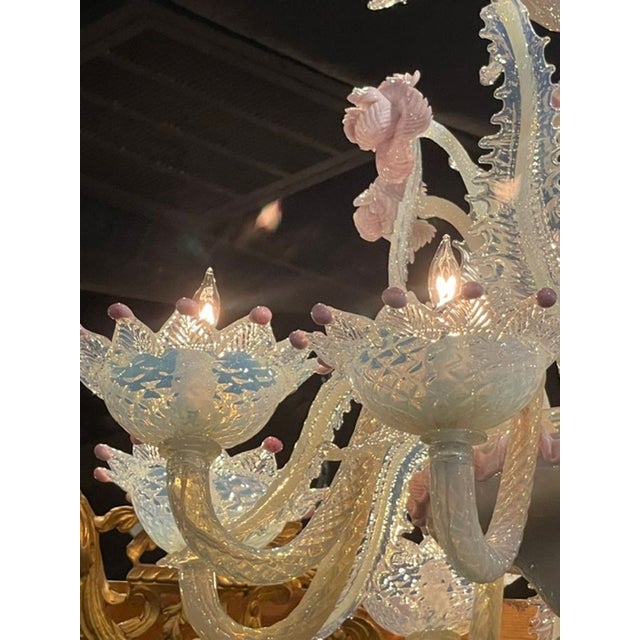 Early 20th Century Antique Venetian Opalescent and Pink Chandelier For Sale - Image 5 of 9